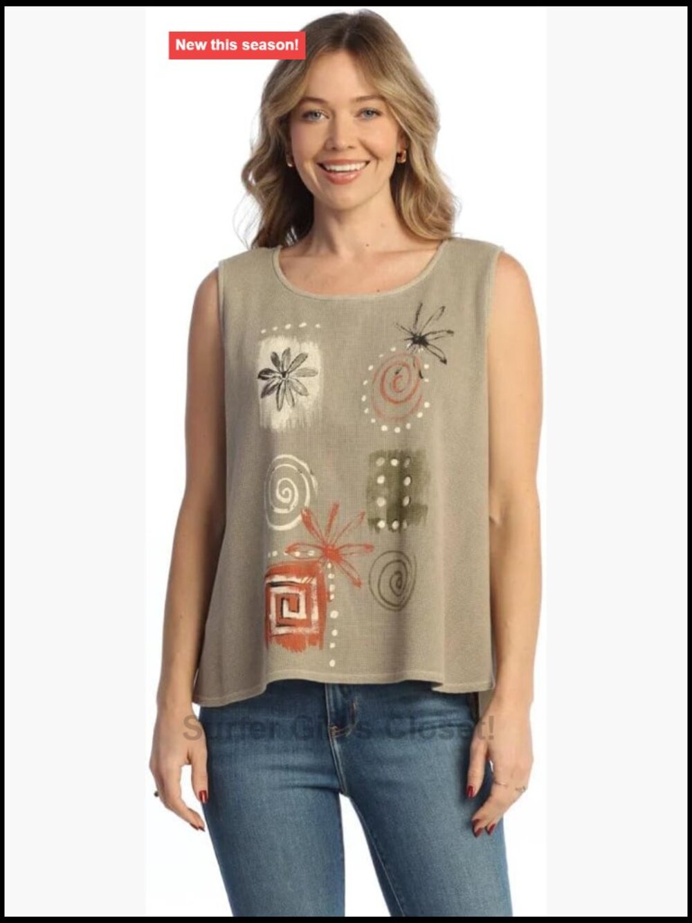 Womens Plus Size Sleeveless Cotton Thermal Tank Top Scoop Neck